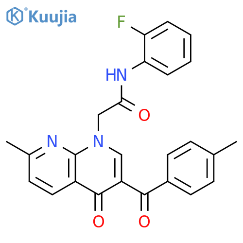 N-(2-fluorophenyl)-2-7-methyl-3-(4-methylbenzoyl)-4-oxo-1,4-dihydro-1,8-naphthyridin-1-ylacetamide structure
