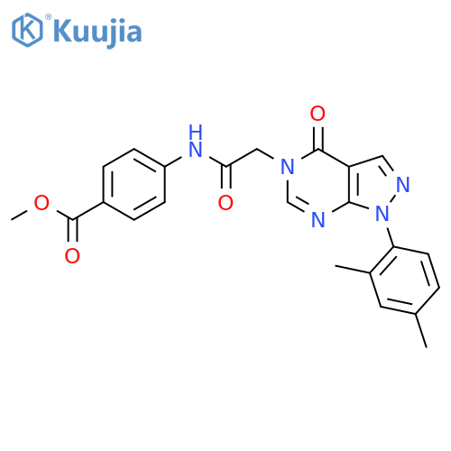 methyl 4-{2-1-(2,4-dimethylphenyl)-4-oxo-1H,4H,5H-pyrazolo3,4-dpyrimidin-5-ylacetamido}benzoate structure