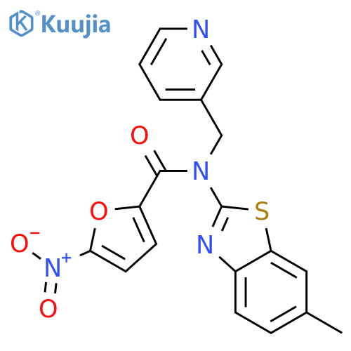 N-(6-methyl-1,3-benzothiazol-2-yl)-5-nitro-N-(pyridin-3-yl)methylfuran-2-carboxamide structure