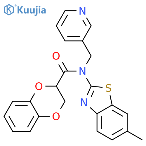 N-(6-methyl-1,3-benzothiazol-2-yl)-N-(pyridin-3-yl)methyl-2,3-dihydro-1,4-benzodioxine-2-carboxamide structure