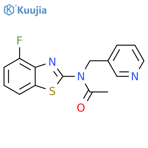 N-(4-fluoro-1,3-benzothiazol-2-yl)-N-(pyridin-3-yl)methylacetamide structure