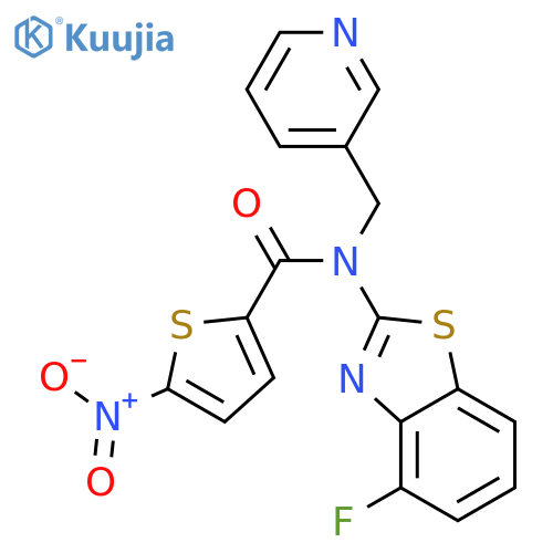 N-(4-fluoro-1,3-benzothiazol-2-yl)-5-nitro-N-(pyridin-3-yl)methylthiophene-2-carboxamide structure