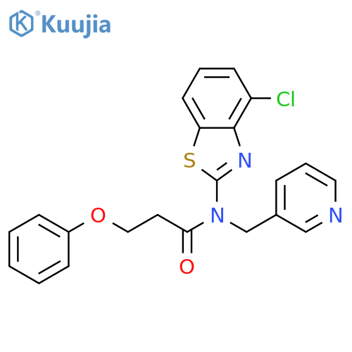 N-(4-chloro-1,3-benzothiazol-2-yl)-3-phenoxy-N-(pyridin-3-yl)methylpropanamide structure