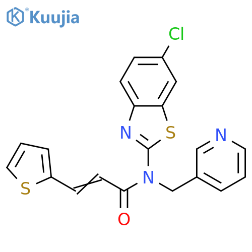 (2E)-N-(6-chloro-1,3-benzothiazol-2-yl)-N-(pyridin-3-yl)methyl-3-(thiophen-2-yl)prop-2-enamide structure