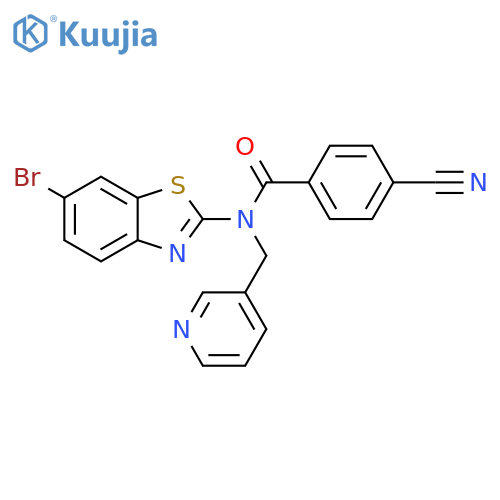 N-(6-bromo-1,3-benzothiazol-2-yl)-4-cyano-N-(pyridin-3-yl)methylbenzamide structure