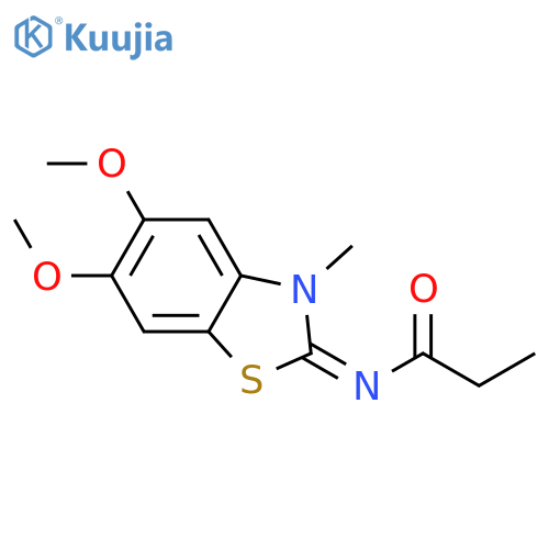 N-(2Z)-5,6-dimethoxy-3-methyl-2,3-dihydro-1,3-benzothiazol-2-ylidenepropanamide structure