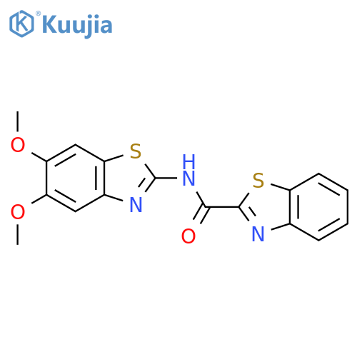N-(5,6-dimethoxy-1,3-benzothiazol-2-yl)-1,3-benzothiazole-2-carboxamide structure