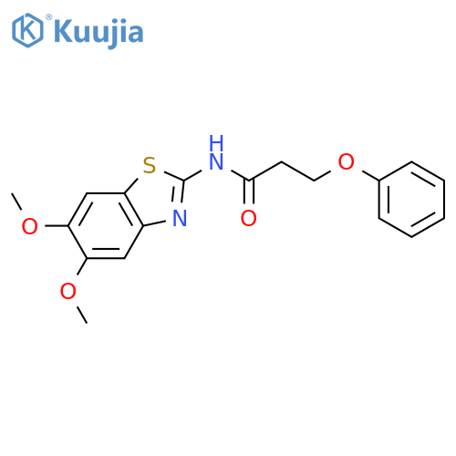 N-(5,6-dimethoxy-1,3-benzothiazol-2-yl)-3-phenoxypropanamide structure