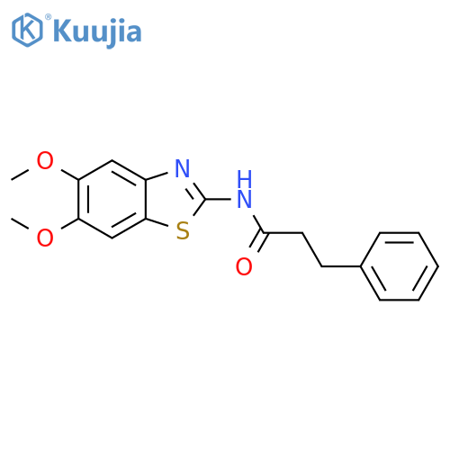 N-(5,6-dimethoxy-1,3-benzothiazol-2-yl)-3-phenylpropanamide structure