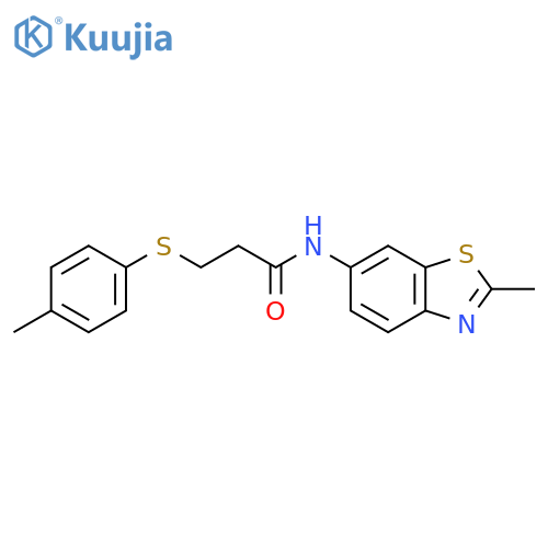 N-(2-methyl-1,3-benzothiazol-6-yl)-3-(4-methylphenyl)sulfanylpropanamide structure
