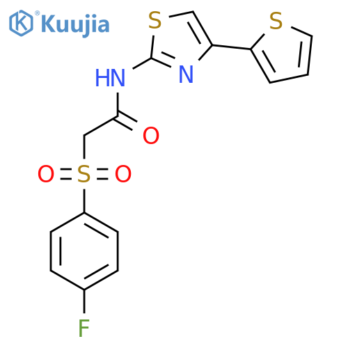 2-(4-fluorobenzenesulfonyl)-N-4-(thiophen-2-yl)-1,3-thiazol-2-ylacetamide structure