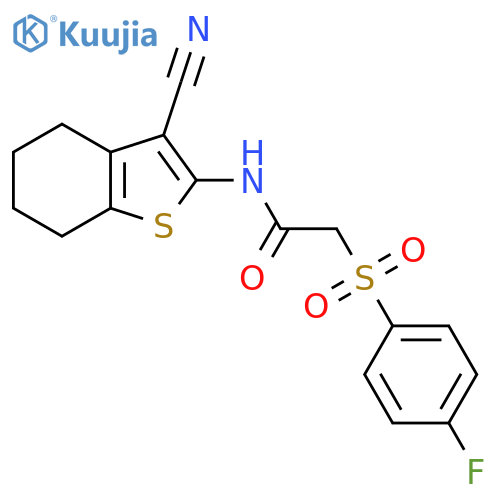 N-(3-cyano-4,5,6,7-tetrahydro-1-benzothiophen-2-yl)-2-(4-fluorobenzenesulfonyl)acetamide structure