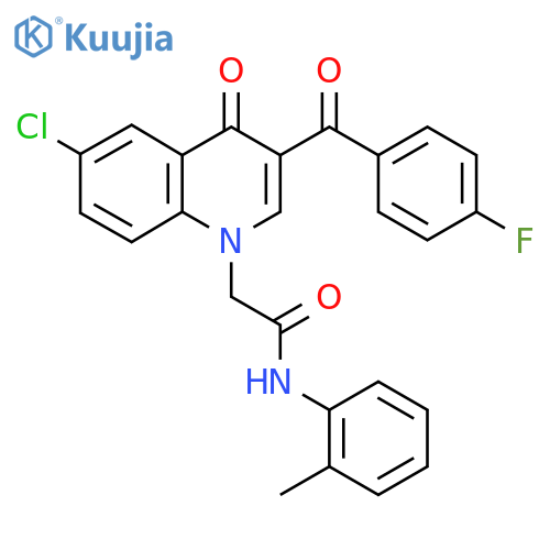 2-6-chloro-3-(4-fluorobenzoyl)-4-oxo-1,4-dihydroquinolin-1-yl-N-(2-methylphenyl)acetamide structure