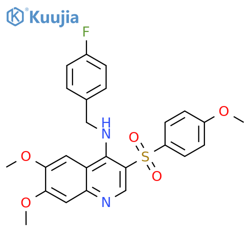 N-(4-fluorophenyl)methyl-6,7-dimethoxy-3-(4-methoxybenzenesulfonyl)quinolin-4-amine structure