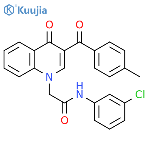 N-(3-chlorophenyl)-2-3-(4-methylbenzoyl)-4-oxo-1,4-dihydroquinolin-1-ylacetamide structure