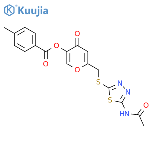 6-{(5-acetamido-1,3,4-thiadiazol-2-yl)sulfanylmethyl}-4-oxo-4H-pyran-3-yl 4-methylbenzoate structure