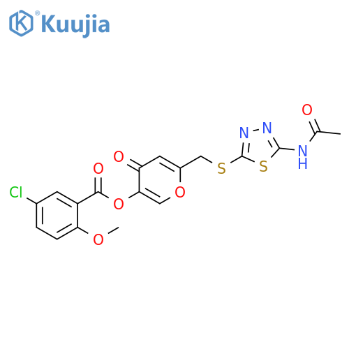 6-{(5-acetamido-1,3,4-thiadiazol-2-yl)sulfanylmethyl}-4-oxo-4H-pyran-3-yl 5-chloro-2-methoxybenzoate structure