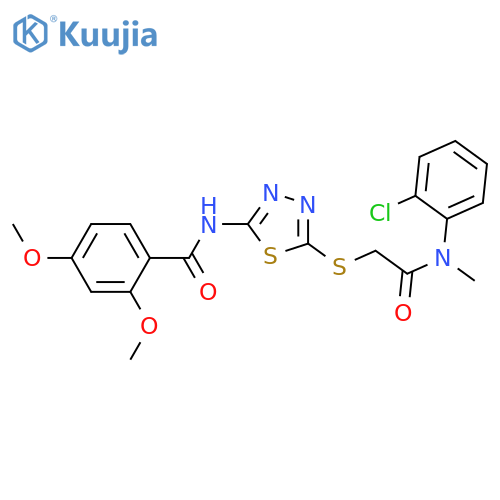 N-{5-({(2-chlorophenyl)methylcarbamoyl}methyl)sulfanyl-1,3,4-thiadiazol-2-yl}-2,4-dimethoxybenzamide structure