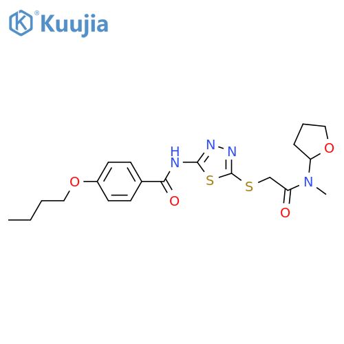 4-butoxy-N-{5-({(oxolan-2-yl)methylcarbamoyl}methyl)sulfanyl-1,3,4-thiadiazol-2-yl}benzamide structure