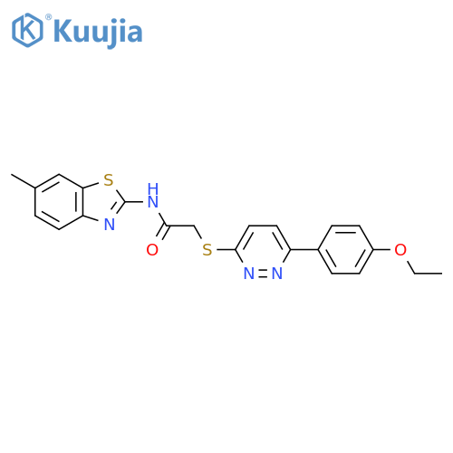 2-{6-(4-ethoxyphenyl)pyridazin-3-ylsulfanyl}-N-(6-methyl-1,3-benzothiazol-2-yl)acetamide structure
