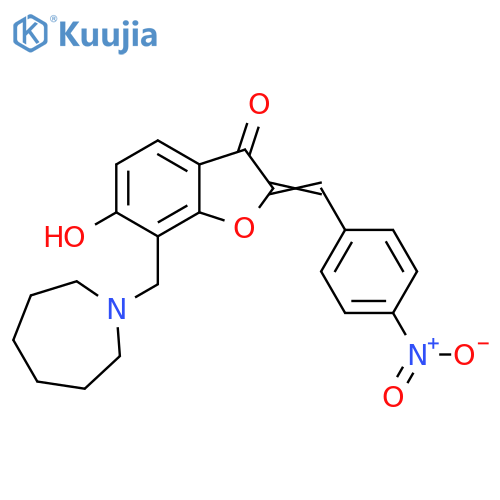 (2Z)-7-(azepan-1-yl)methyl-6-hydroxy-2-(4-nitrophenyl)methylidene-2,3-dihydro-1-benzofuran-3-one structure