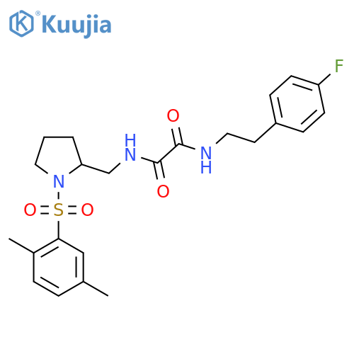 N-{1-(2,5-dimethylbenzenesulfonyl)pyrrolidin-2-ylmethyl}-N'-2-(4-fluorophenyl)ethylethanediamide structure