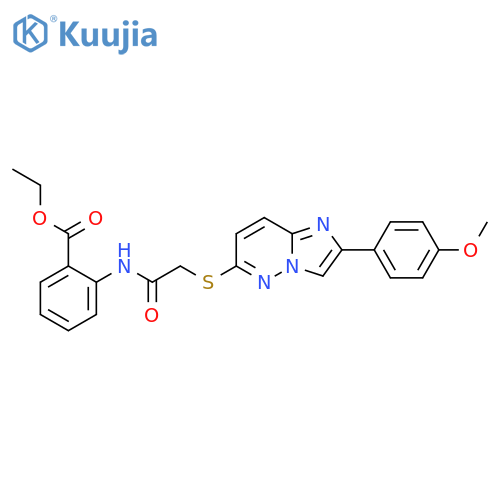 ethyl 2-(2-{2-(4-methoxyphenyl)imidazo1,2-bpyridazin-6-ylsulfanyl}acetamido)benzoate structure