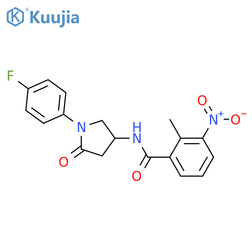 N-1-(4-fluorophenyl)-5-oxopyrrolidin-3-yl-2-methyl-3-nitrobenzamide structure
