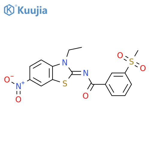N-(2E)-3-ethyl-6-nitro-2,3-dihydro-1,3-benzothiazol-2-ylidene-3-methanesulfonylbenzamide structure