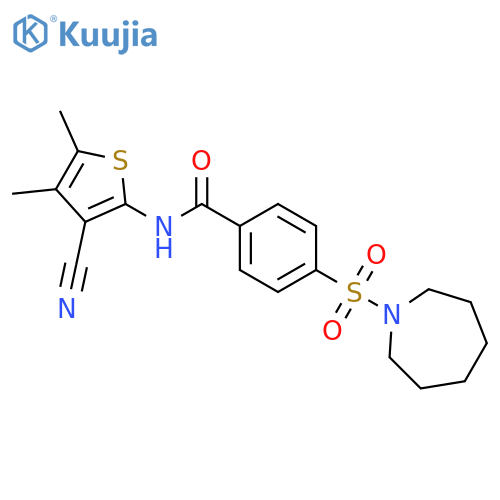 4-(azepane-1-sulfonyl)-N-(3-cyano-4,5-dimethylthiophen-2-yl)benzamide structure