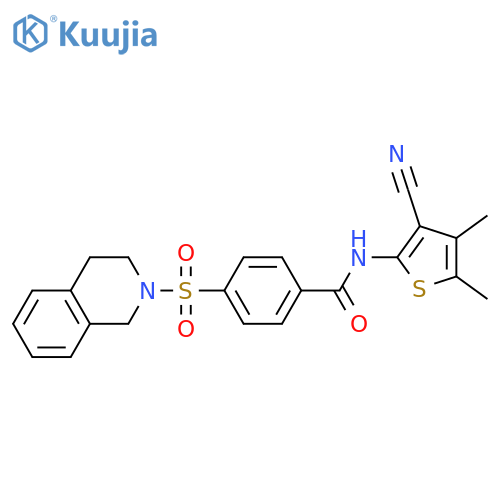 N-(3-cyano-4,5-dimethylthiophen-2-yl)-4-(1,2,3,4-tetrahydroisoquinoline-2-sulfonyl)benzamide structure