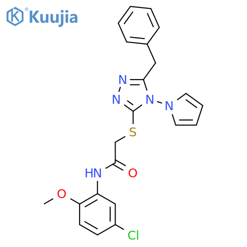 2-{5-benzyl-4-(1H-pyrrol-1-yl)-4H-1,2,4-triazol-3-ylsulfanyl}-N-(5-chloro-2-methoxyphenyl)acetamide structure