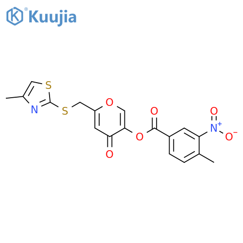 6-{(4-methyl-1,3-thiazol-2-yl)sulfanylmethyl}-4-oxo-4H-pyran-3-yl 4-methyl-3-nitrobenzoate structure