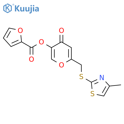6-{(4-methyl-1,3-thiazol-2-yl)sulfanylmethyl}-4-oxo-4H-pyran-3-yl furan-2-carboxylate structure