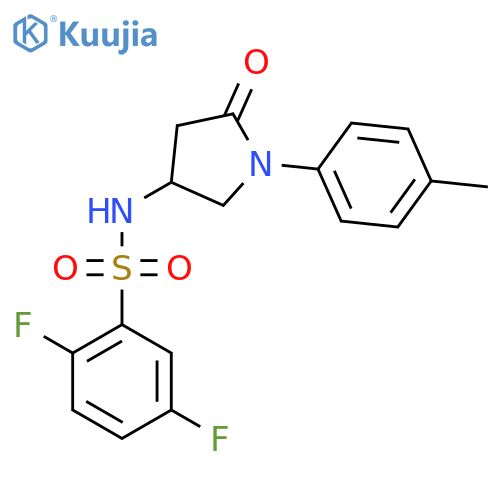 2,5-difluoro-N-1-(4-methylphenyl)-5-oxopyrrolidin-3-ylbenzene-1-sulfonamide structure