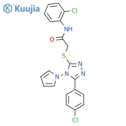 N-(2-chlorophenyl)-2-{5-(4-chlorophenyl)-4-(1H-pyrrol-1-yl)-4H-1,2,4-triazol-3-ylsulfanyl}acetamide structure