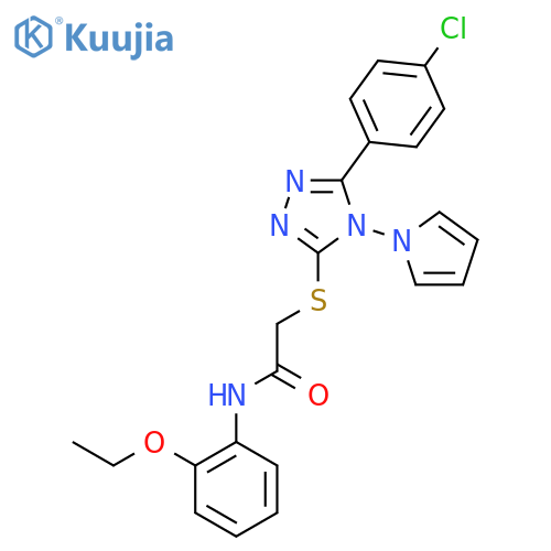 2-{5-(4-chlorophenyl)-4-(1H-pyrrol-1-yl)-4H-1,2,4-triazol-3-ylsulfanyl}-N-(2-ethoxyphenyl)acetamide structure