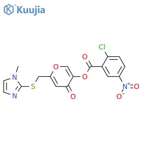 6-{(1-methyl-1H-imidazol-2-yl)sulfanylmethyl}-4-oxo-4H-pyran-3-yl 2-chloro-5-nitrobenzoate structure