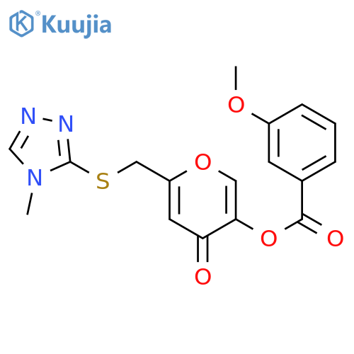 6-{(4-methyl-4H-1,2,4-triazol-3-yl)sulfanylmethyl}-4-oxo-4H-pyran-3-yl 3-methoxybenzoate structure