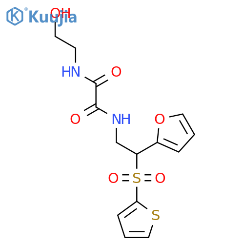 N'-2-(furan-2-yl)-2-(thiophene-2-sulfonyl)ethyl-N-(2-hydroxyethyl)ethanediamide structure