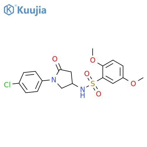 N-1-(4-chlorophenyl)-5-oxopyrrolidin-3-yl-2,5-dimethoxybenzene-1-sulfonamide structure