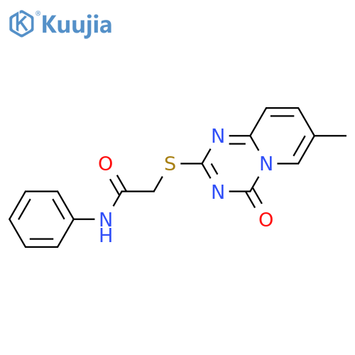 2-({7-methyl-4-oxo-4H-pyrido1,2-a1,3,5triazin-2-yl}sulfanyl)-N-phenylacetamide structure
