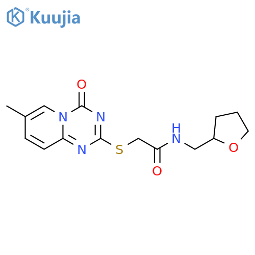 2-({7-methyl-4-oxo-4H-pyrido1,2-a1,3,5triazin-2-yl}sulfanyl)-N-(oxolan-2-yl)methylacetamide structure