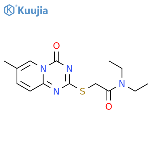N,N-diethyl-2-({7-methyl-4-oxo-4H-pyrido1,2-a1,3,5triazin-2-yl}sulfanyl)acetamide structure