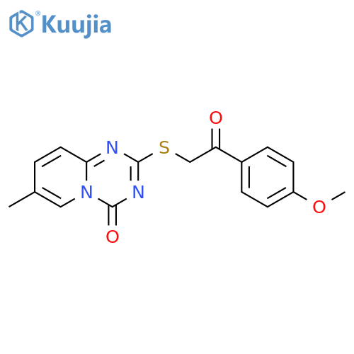 2-{2-(4-methoxyphenyl)-2-oxoethylsulfanyl}-7-methyl-4H-pyrido1,2-a1,3,5triazin-4-one structure