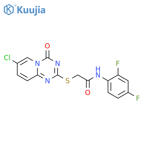 2-({7-chloro-4-oxo-4H-pyrido1,2-a1,3,5triazin-2-yl}sulfanyl)-N-(2,4-difluorophenyl)acetamide structure