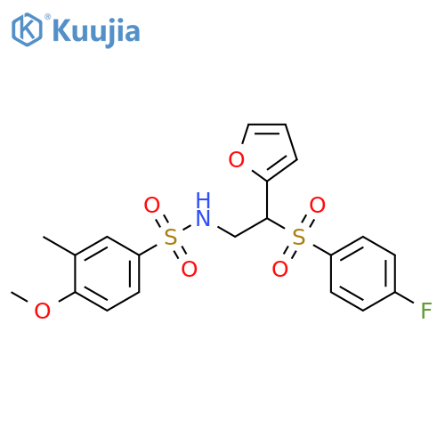N-2-(4-fluorobenzenesulfonyl)-2-(furan-2-yl)ethyl-4-methoxy-3-methylbenzene-1-sulfonamide structure