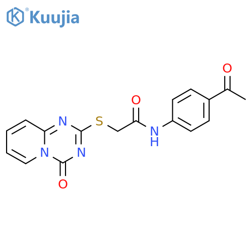 N-(4-acetylphenyl)-2-({4-oxo-4H-pyrido1,2-a1,3,5triazin-2-yl}sulfanyl)acetamide structure