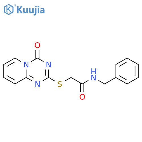 N-benzyl-2-({4-oxo-4H-pyrido1,2-a1,3,5triazin-2-yl}sulfanyl)acetamide structure