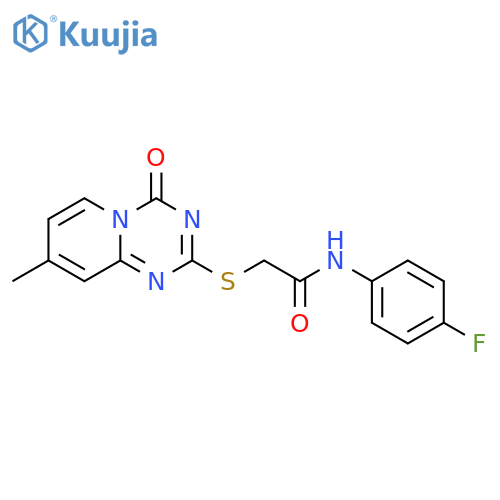 N-(4-fluorophenyl)-2-({8-methyl-4-oxo-4H-pyrido1,2-a1,3,5triazin-2-yl}sulfanyl)acetamide structure